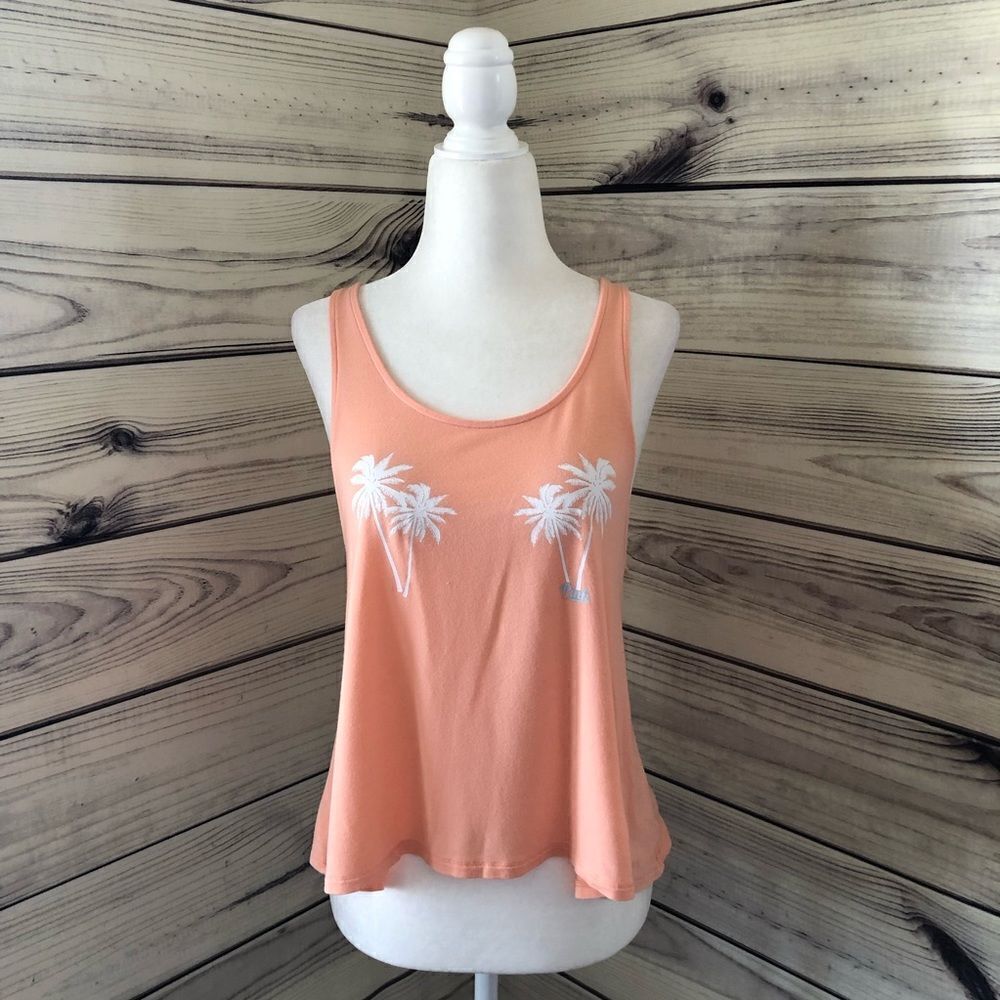 Victorias Secret Pink Peach Palm Tree Tank Top Size XS